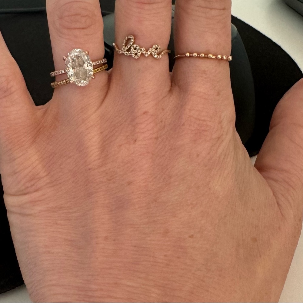 14K Diamond 'Love' Ring with diamonds